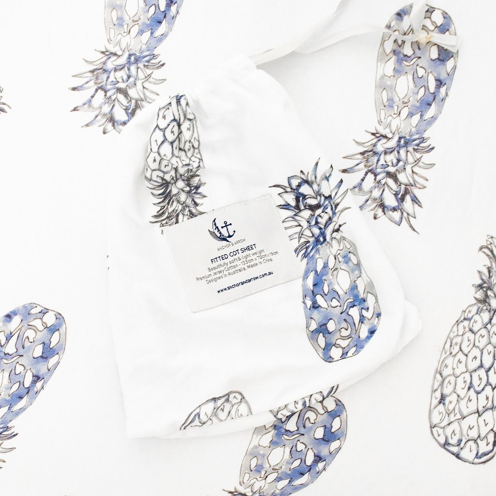 Anchor & Arrow - Cot Sheet | Indigo Pineapples