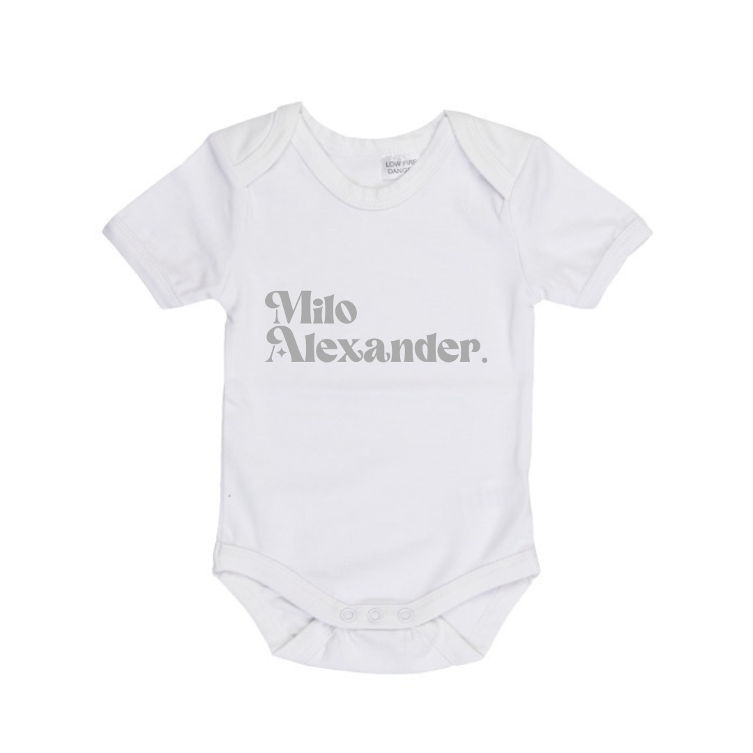 MLW By Design - Personalised Retro Name Bodysuit | Various Colours