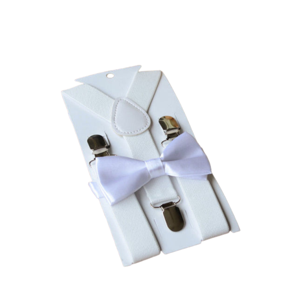 Bow Tie & Suspenders Set | White