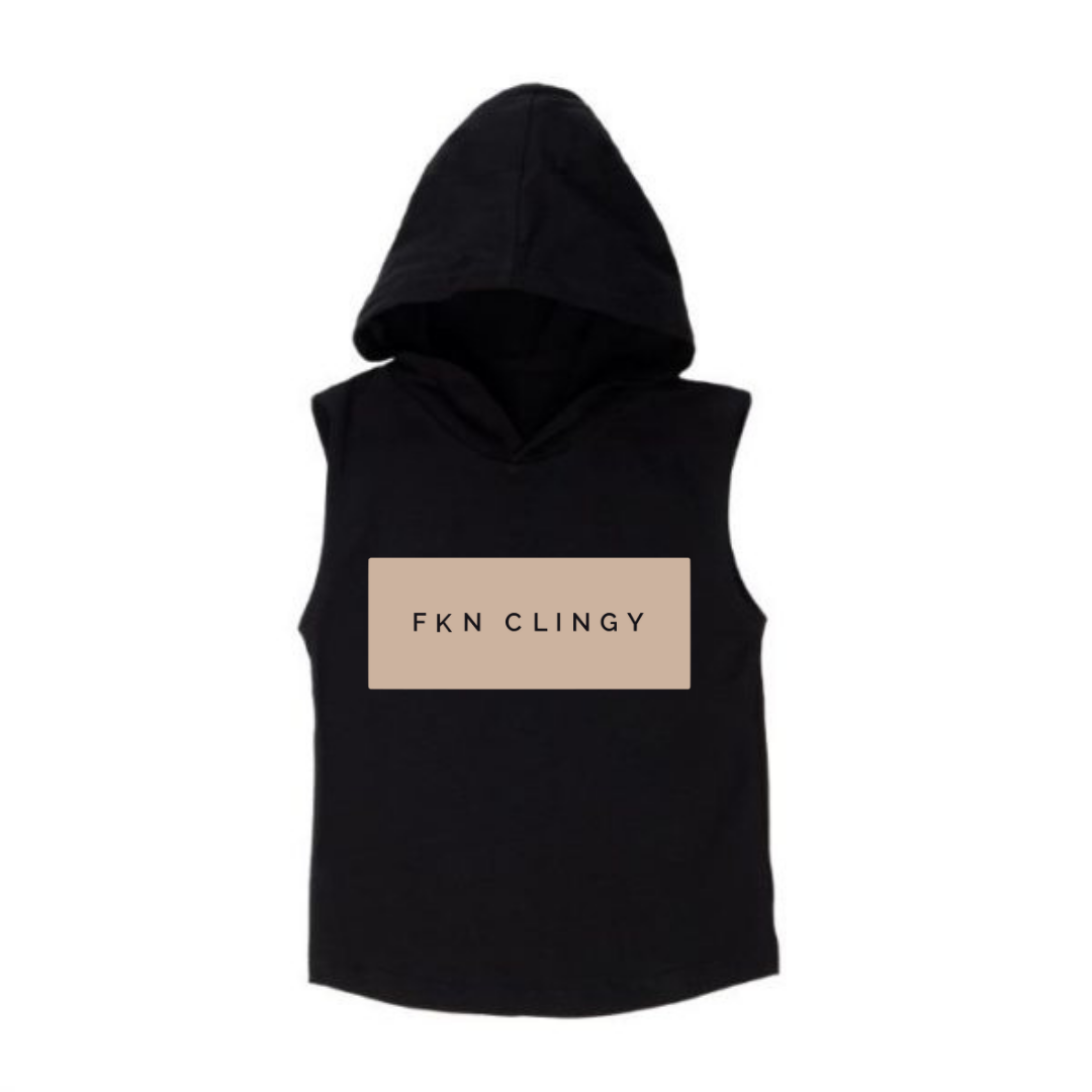 MLW By Design - FKN CLINGY™ Sleeveless Hoodie | Sand Print | Black or White