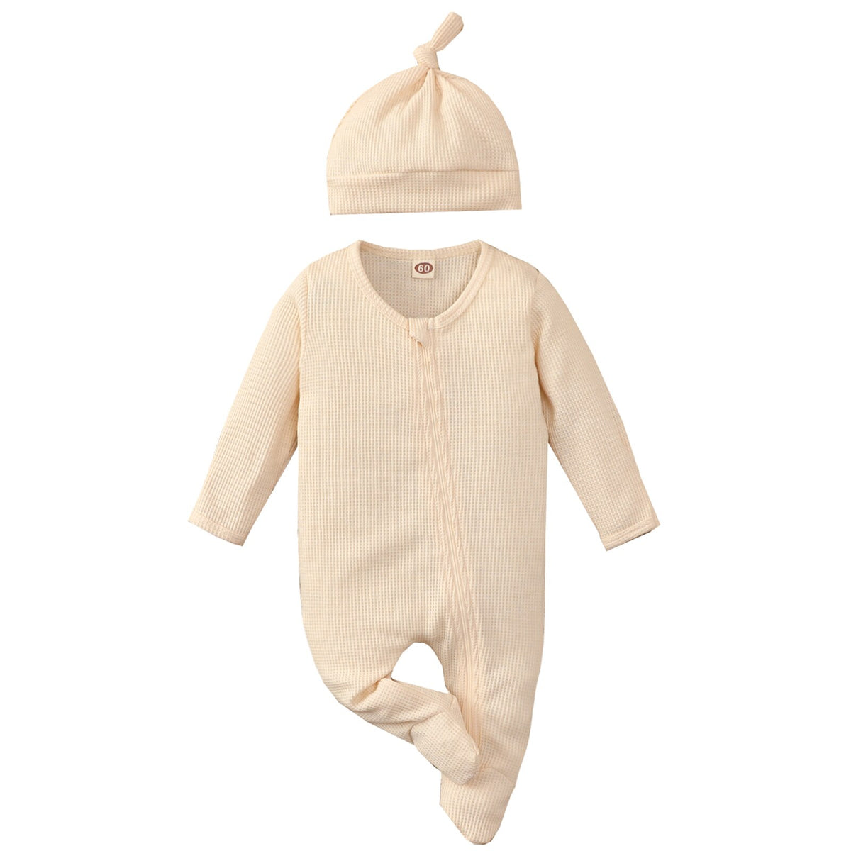 Waffle & Beanie Onesie Set | Sand