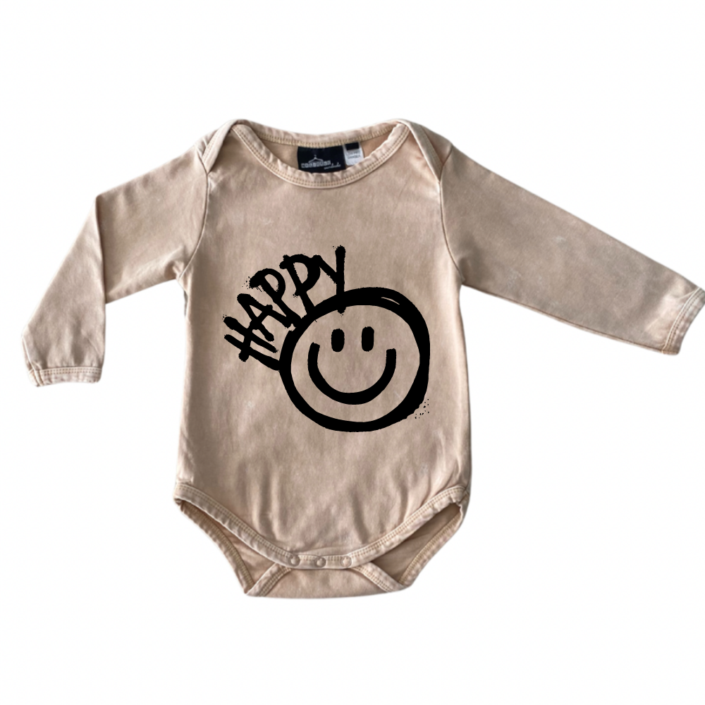 MLW By Design - Happy Graffiti Sand Stonewash Bodysuit