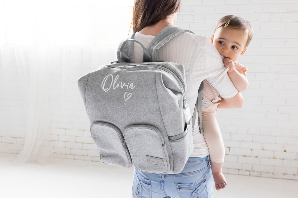 Timber Tinkers - Personalised Neoprene Nappy Bag | Grey