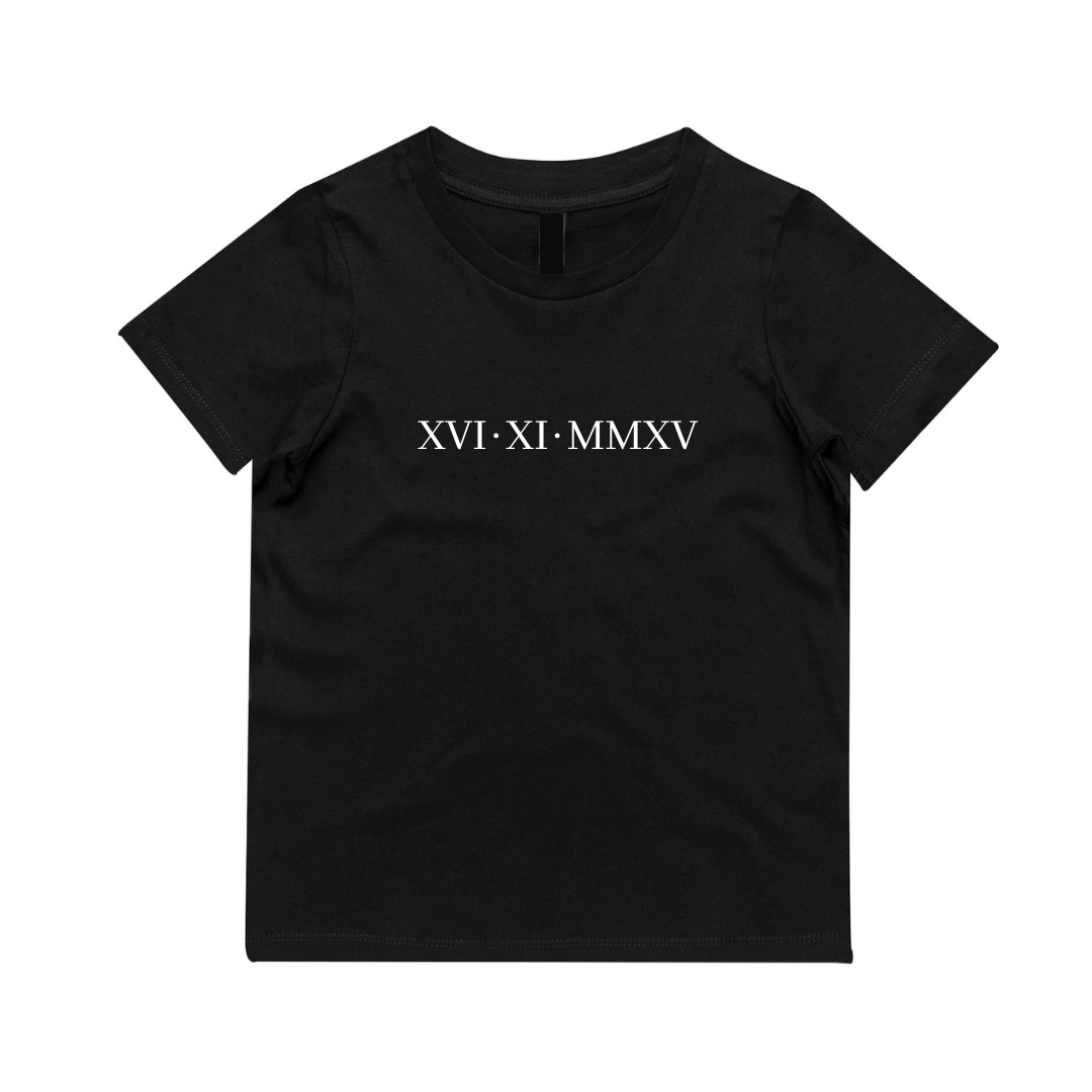 MLW By Design - Personalised Roman Numeral Tee | Various Colours