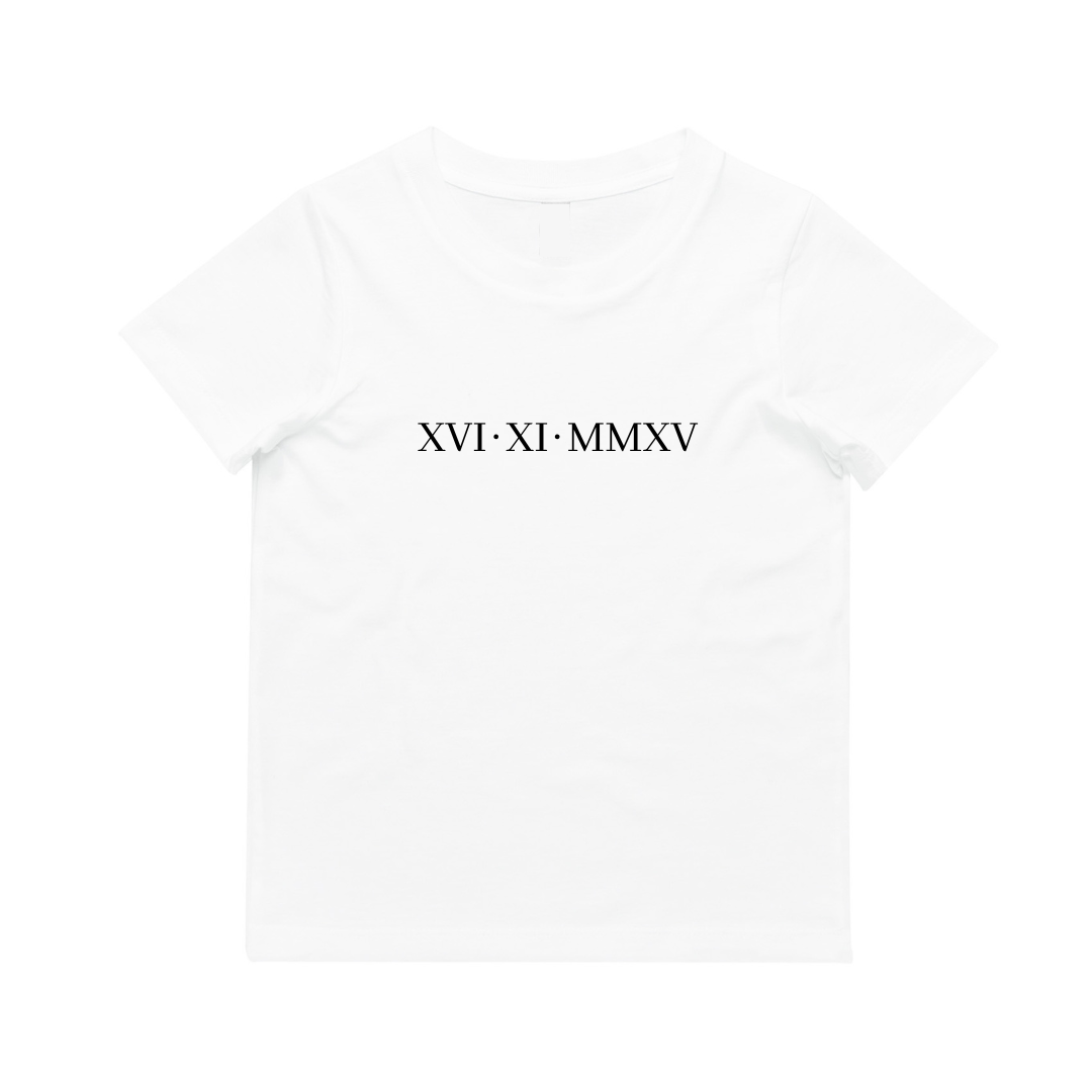MLW By Design - Personalised Roman Numeral Tee | Various Colours