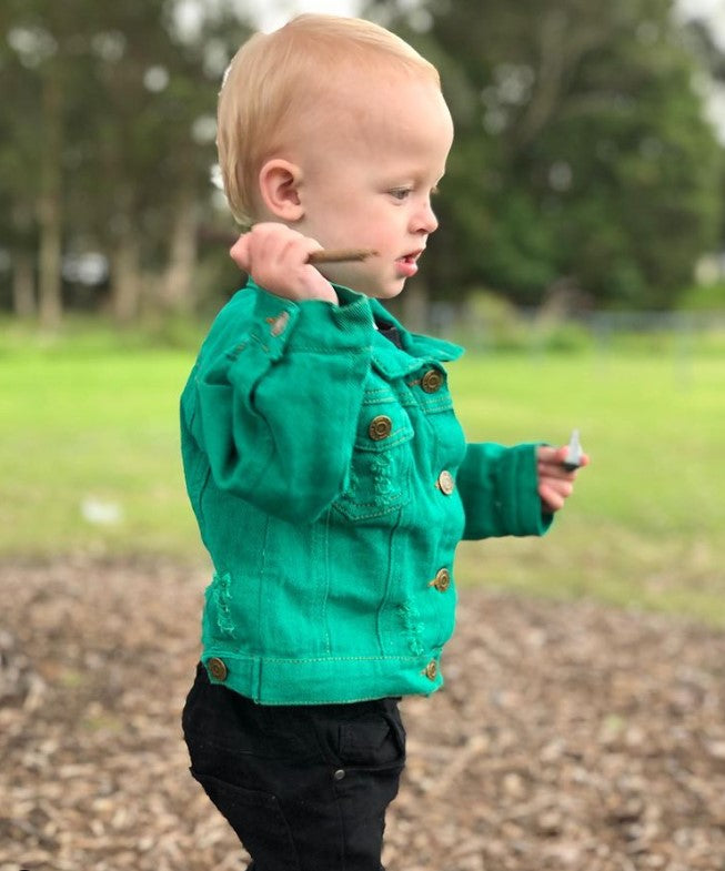 Distressed Denim Jacket | Green