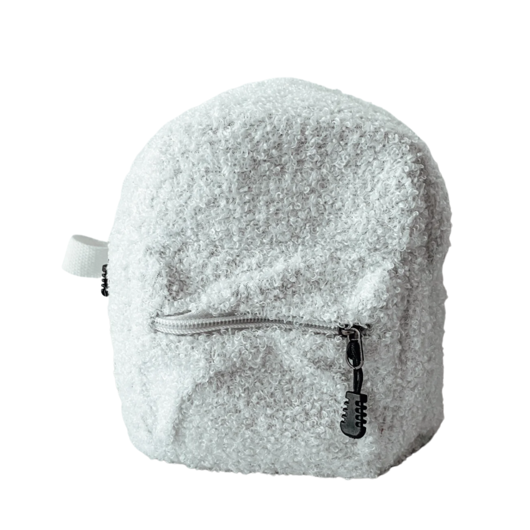 Ballerinas and Boys - Kids Personalised Mini Boucle Backpack | White