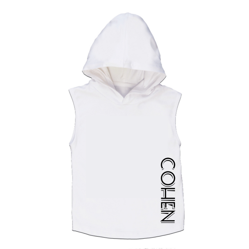 MLW By Design - Personalised Striped Name Sleeveless Hoodie | Black or