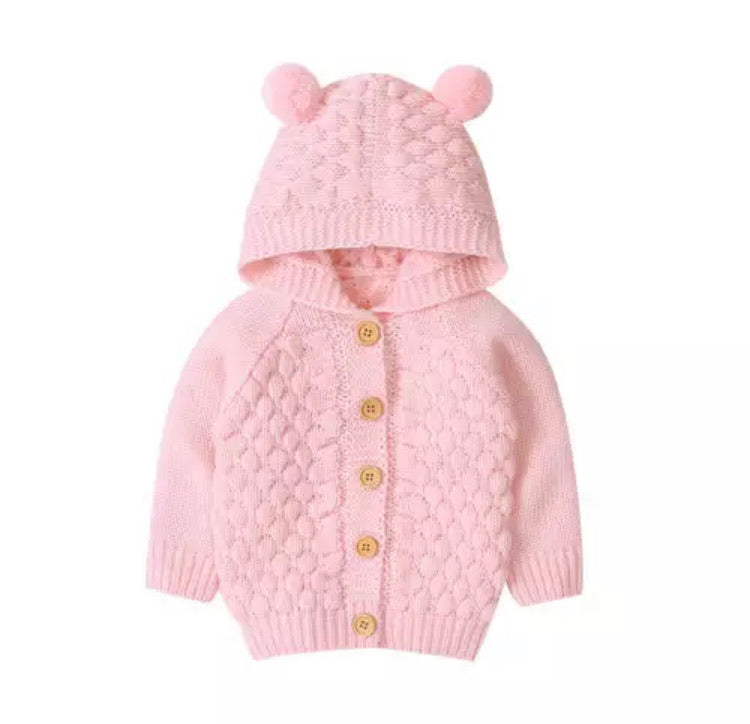 Bear Knit Cardigan | Pink