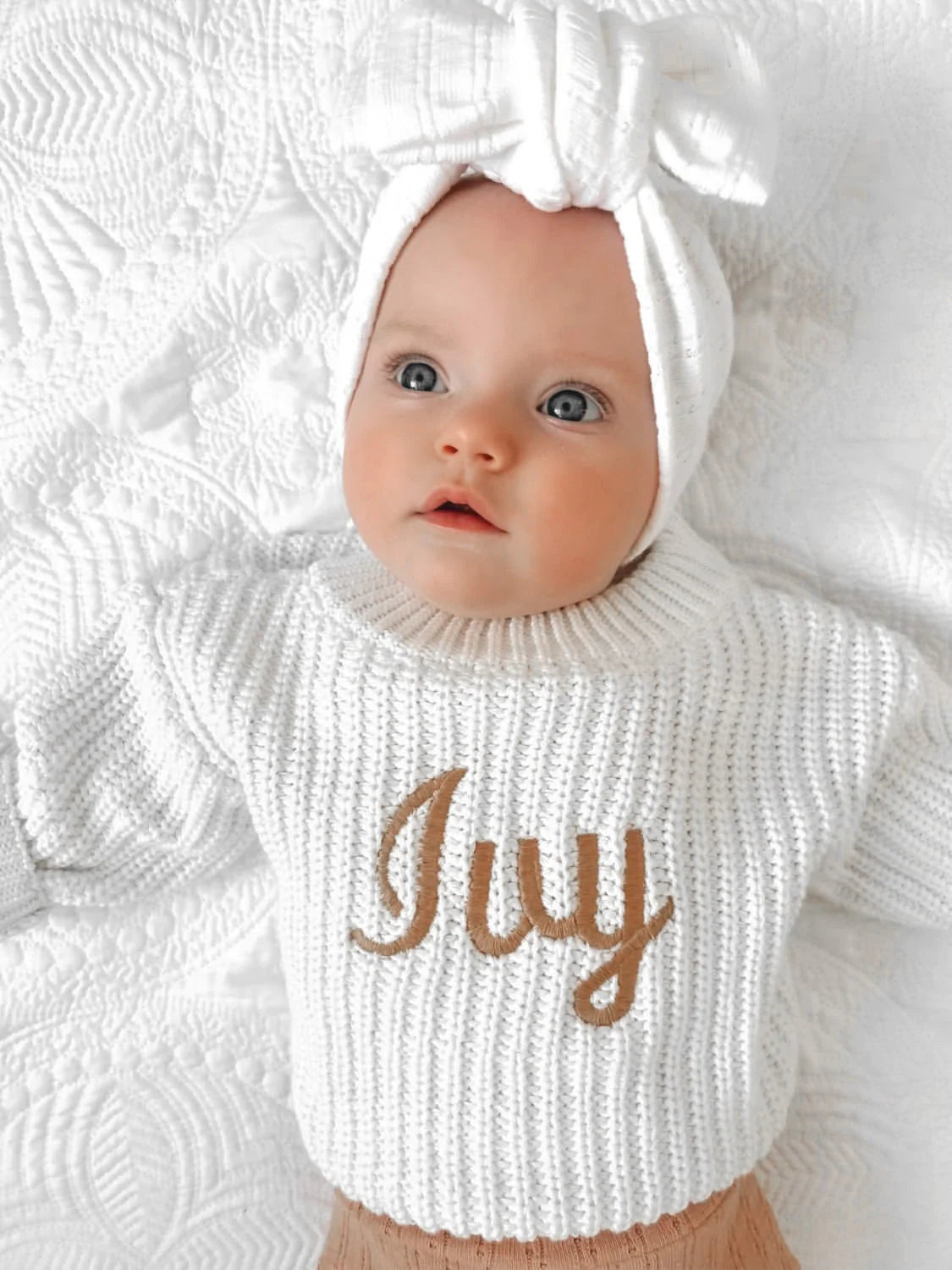 Little Zemi - Knit Jumper Pure White | Personalised