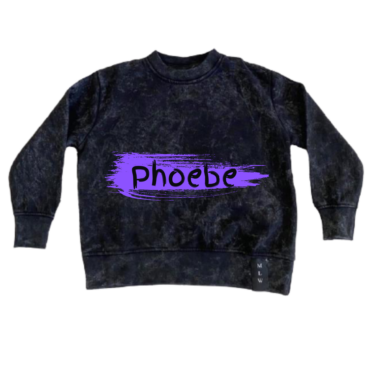 MLW By Design - Personalised Paint Stripe Stonewash Jumper | Purple