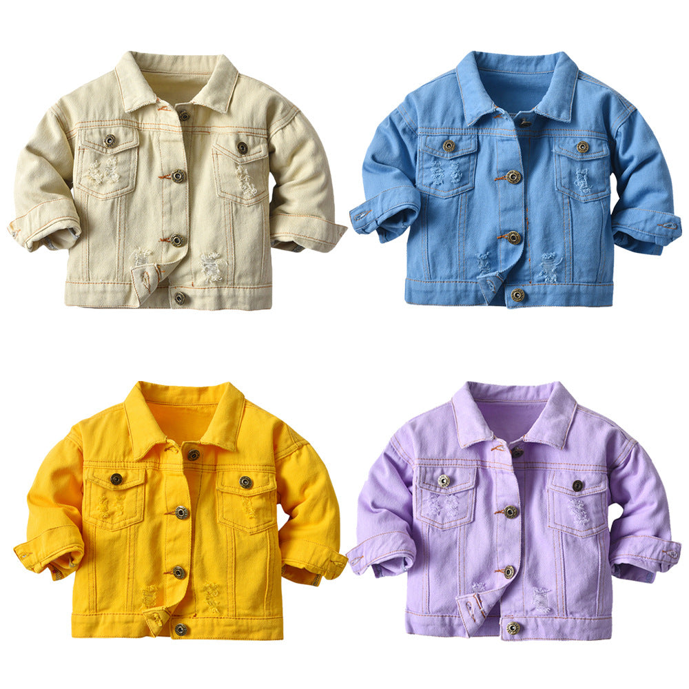 Distressed Denim Jacket | Yellow