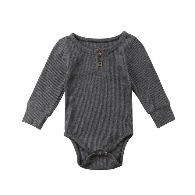 Ribbed Button Bodysuit | Charcoal