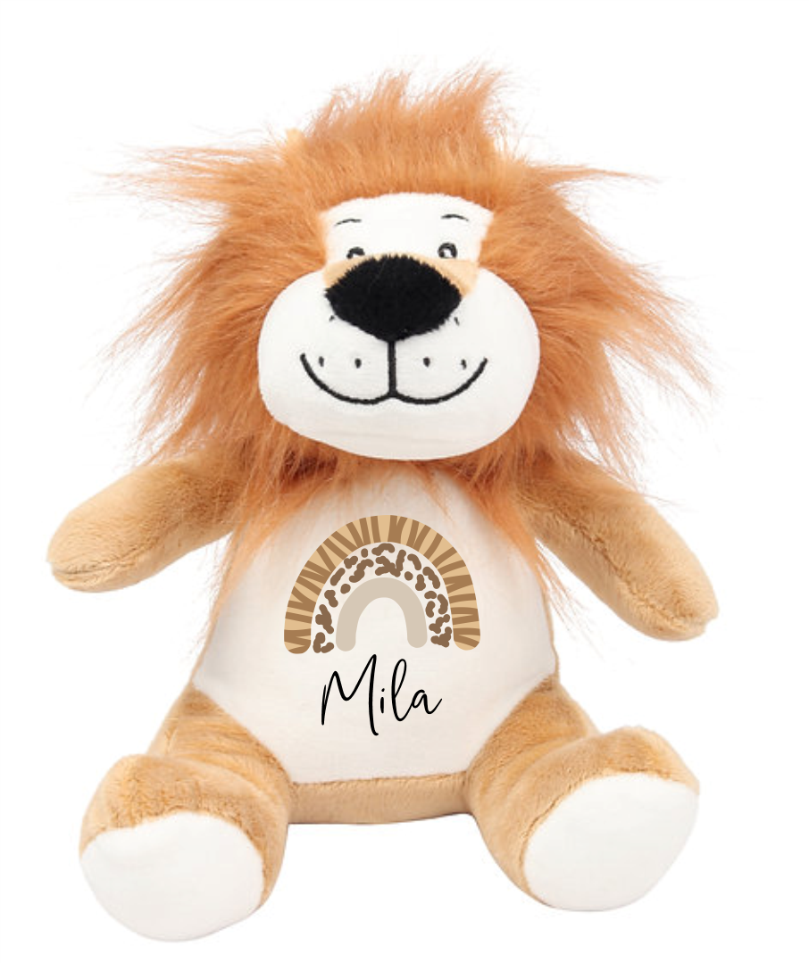 Timber Tinkers - Personalised Lion Plush - Safari Rainbow